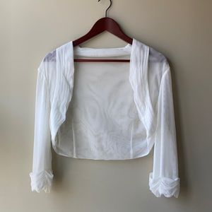 White Mesh Bridal Shoulder Cover from David’s Bridal